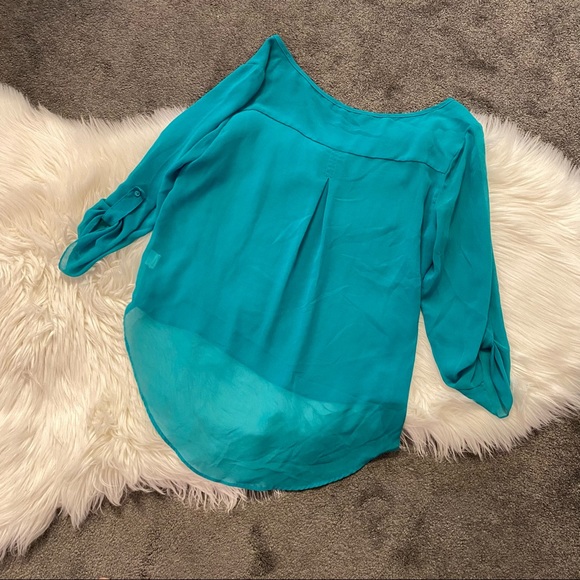 Teal chiffon blouse - Picture 2 of 5
